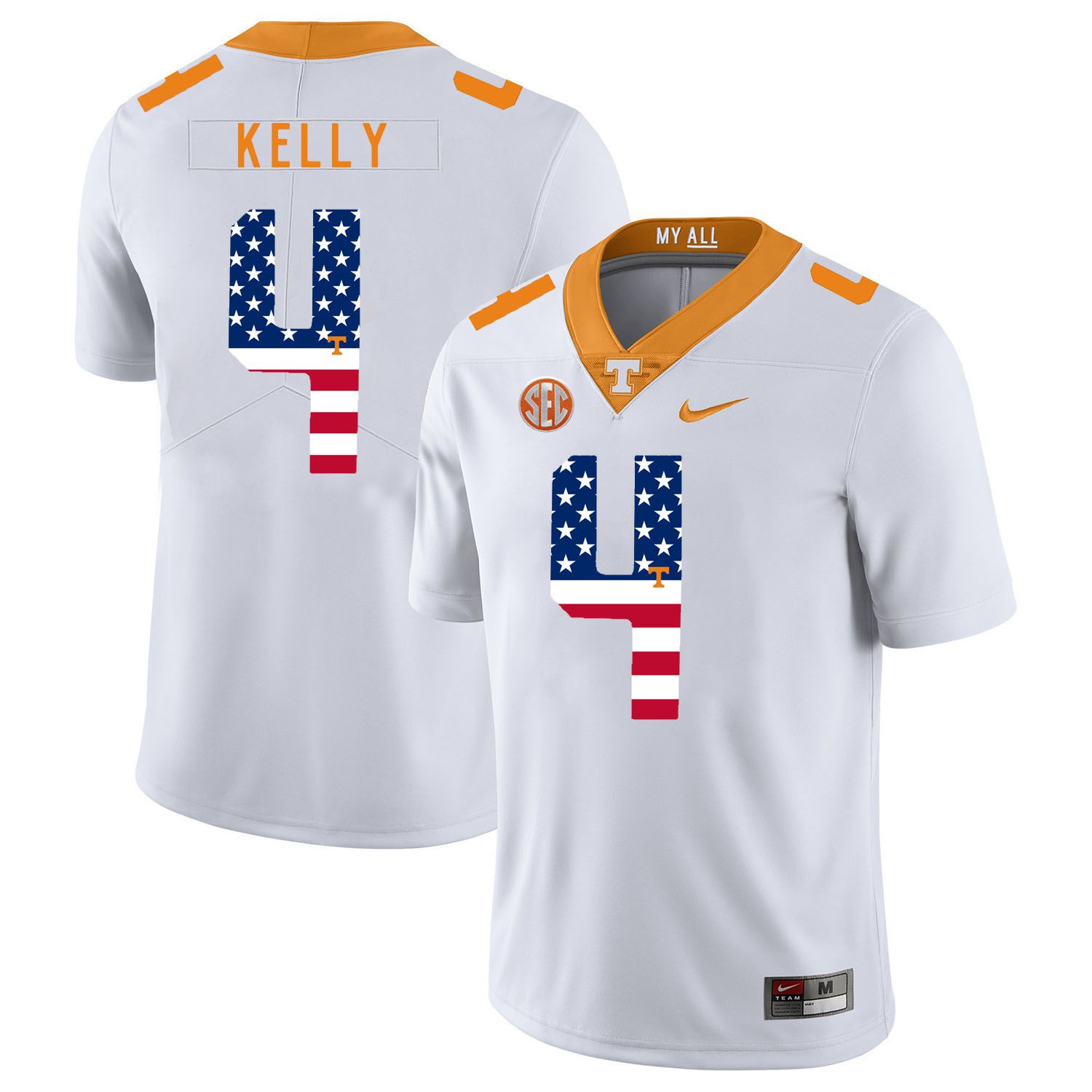 Men Tennessee Volunteers 4 Kelly White Flag Customized NCAA Jerseys